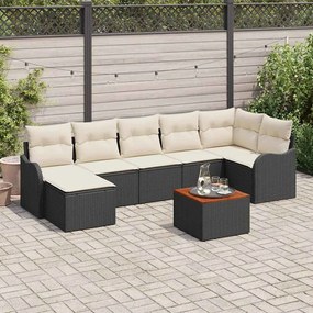 vidaXL Conjunto de Sofá de Jardim com almofada 8 pcs Preto vime PE