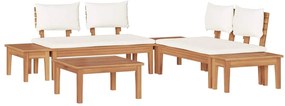 Conjunto de Bancos de Jardim com cortinas 3 pcs Marrom e Creme