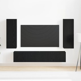 Conjunto de Armário de TV de 4 Peças Montado na Parede em Carvalho Pre