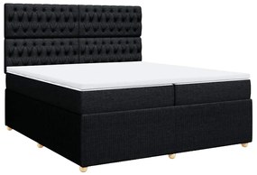 Cama com molas/colchão 200x200 cm tecido preto