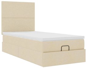 Cama otomana com colchão 90x200 cm tecido creme
