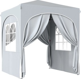 Outsunny Toldo de jardim 2 x 2 m pop-up tenda dobrável altura ajustável proteção UV50+ 4 paredes laterais saco cinza claro | Aosom Portugal