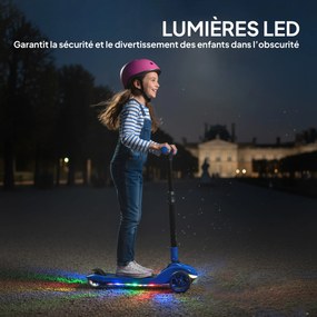 Trotinete elétrico para crianças a partir dos 6 anos, dobrável, 3 rodas, arranque sem pedal, velocidade máxima de 8 km/h, 64 x 29 x 83 cm, azul