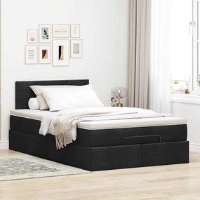 Cama otomana com colchão 120x200 cm tecido preto