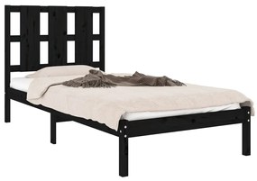 Estrutura cama pequena solteiro 75x190 cm madeira maciça preto