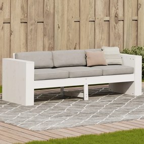 vidaXL Sofá de 3 lugares para jardim 189x60x62 cm pinho maciço branco