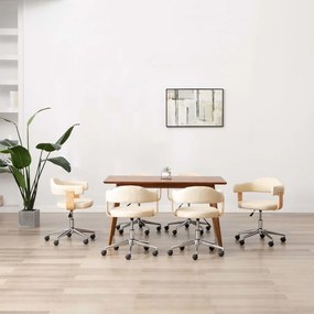 vidaXL Cadeiras de jantar giratórias 6 pcs couro artificial cor creme