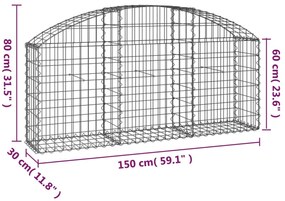 Cesto gabião arqueado 150x30x60/80 cm ferro galvanizado