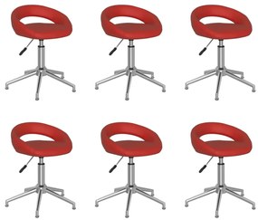 vidaXL Cadeiras jantar giratórias 6pcs couro artificial vermelho-tinto