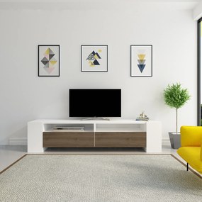 Móvel TV Sosruko – Nogueira e Branco – 155x35x35 cm