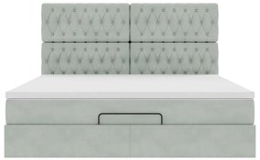 Estrutura cama otomana colchões 160x200cm veludo cinzento claro