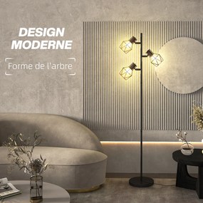 Candeeiro de pé para sala de estar com 3 luzes, compatível com lâmpadas E27 (não incluídas) 41 x 28 x 169 cm, preto