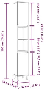 3 pcs Conjunto móveis casa de banho madeira proc. cinza sonoma