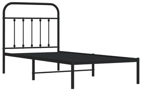 Estrutura de cama com cabeceira 90x190 cm metal preto