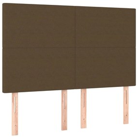Cabeceira de cama c/ luzes LED tecido 144x5x118/128cm castanho