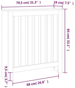 Cobertura de radiador 79,5x19x84 cm pinho maciço castanho cera