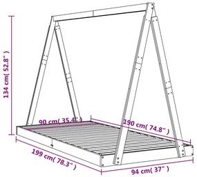 Estrutura de cama infantil 90x190 cm madeira de pinho maciça