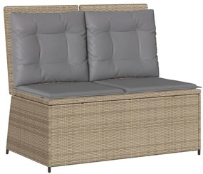 7 pcs conjunto lounge para jardim com almofadões vime PE bege