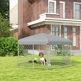 PawHut Canil de Exterior Hexagonal Gaiola para Cães com Porta Estrutur