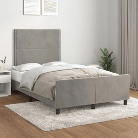 Estrutura de cama sem colchão cinza claro Veludo