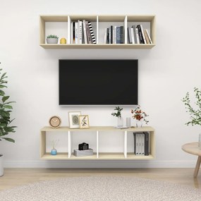 Armários de parede p/ TV 2pcs derivados madeira branco/sonoma
