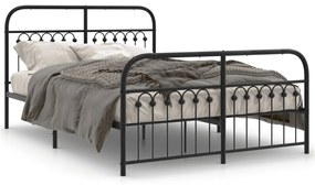 Estrutura de cama com cabeceira e pés 140x200 cm metal preto