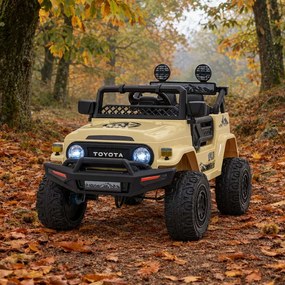Jipe elétrico para Crianças Toyota FJ Cruiser 12V 4x4, Rodas Espuma EVA, Assentocouro ecológico Bege