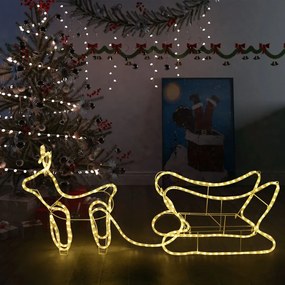 vidaXL Decoração de Natal rena e trenó de exterior 252 luzes LED