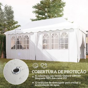 Tenda Dobrável Pop Up 596x300x315 cm com 6 Paredes Laterais Anti-UV Altura Ajustável para Campismo Festas Branco