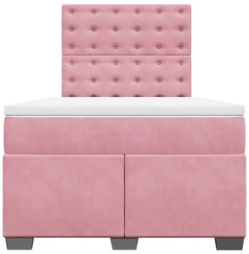Cama boxspring com colchão 120x190 cm veludo rosa