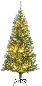 Árvore Natal artificial c/ 300 luzes LED, bolas e neve 240 cm