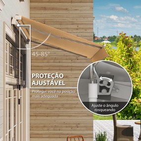 Toldo de parede exterior com manivela manual Proteção solar UV Resistente a água 300x250cm Creme