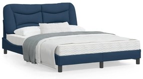 3207764 vidaXL Estrutura de cama c/ cabeceira 120x200 cm tecido azul