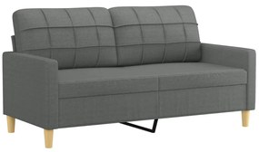 Sofá 2 lugares +almofadas decorativas 140cm tecido cinza-escuro