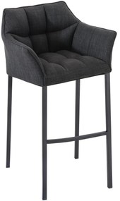 Banco de bar Damaso em tecido e com estrutura preta 64 x 110 x 48 cm Cinzento escuro