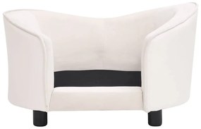 Sofá para cães 69x49x40 cm pelúcia e couro artificial cor creme