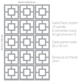 Biombo Suspenso Padrão Peniche (Tamanho: 30 x 30 cm, Material: PVC 5 mm, Cor PVC: Branco, PACKS: Pack de 15 Peças)