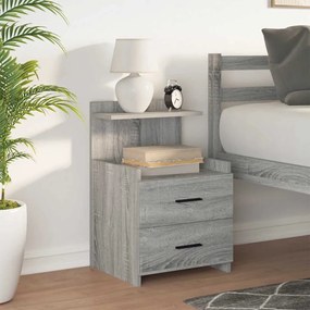 Mesa de cabeceira com 2 gavetas cinza Sonoma 40x36,5x62 cm