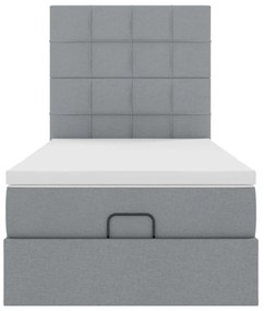 Cama otomana com colchão 90x200 cm tecido cinzento claro