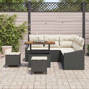 vidaXL Conjunto de Sofá de Jardim 8 pcs Preto e Creme 90 x 55 x 71 cm