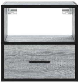 Mesas de cabeceira de parede 2 pcs 40x31x39,5cm cinzento sonoma