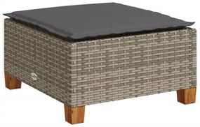 6 pcs conjunto sofás de jardim com almofadões vime cinzento