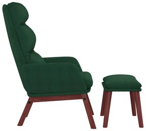 Cadeira de descanso com banco tecido verde-escuro