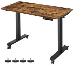 SONGMICS Mesa elétrica ajustável em altura, 60 x 120 cm, superfície de mesa, motor duplo, livremente ajustável, função de memória com 4 alturas, proteção de carga, marrom vintage/preto LSD201X01
