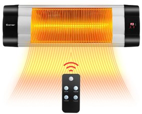 Aquecedor infravermelho de parede com 3 modos e ângulos ajustáveis ​​Ideal para interior e exterior  60 x 18-5 x 9 cm Preto