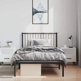 Estrutura de cama com cabeceira 100x190 cm metal preto