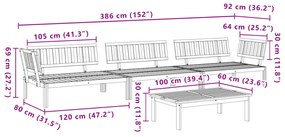 4 pcs conjunto de móveis de paletes p/ jardim acácia maciça
