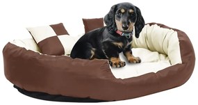 vidaXL Almofadão p/ cães reversível lavável 110x80x23cm castanho/creme