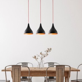 Chandelier Berceste – Preto e Vermelho – 72 x 22 cm