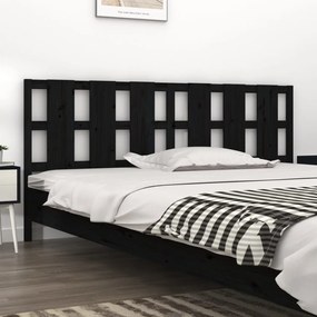vidaXL Cabeceira de cama 205,5x4x100 cm pinho maciço preto